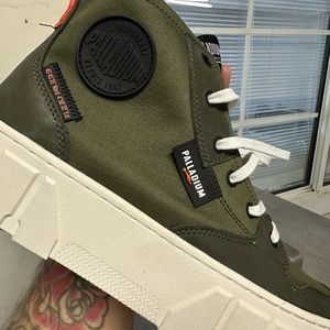 Palladium Green and White High-Top Sneakers